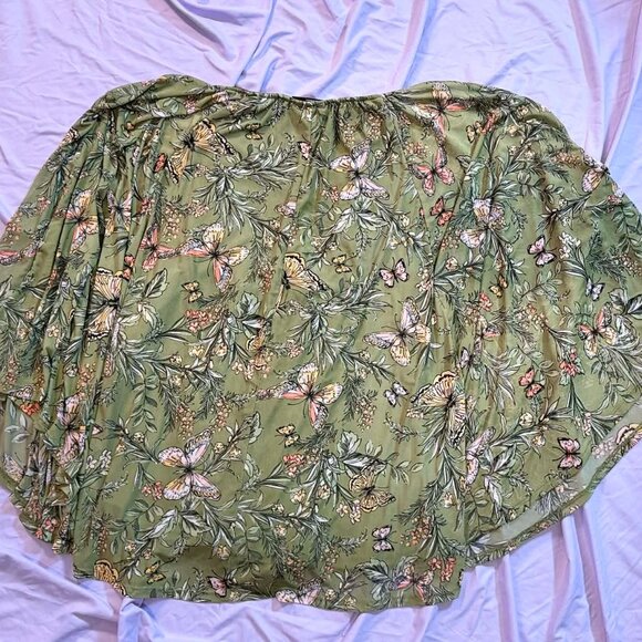 Lane Bryant PLUS SIZE 22/24 green floral butterfly flowy vneck blouse shawl - Picture 8 of 15